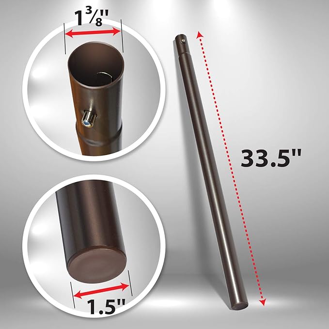 BenefitUSA 1.5" Diameter Patio Umbrella Replacement Lower Pole with Bullet Buckle(33.5“L x 1.5''(Dia))