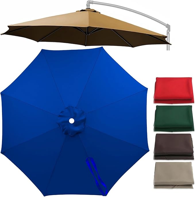 Cantilever Umbrella Replacement Canopy 7.5ft/9ft/10ft/11ft 6/8 Ribs, Fade Resistant Outdoor Offset Patio Umbrella Fabric Cover, Waterproof Shade Top for Deck