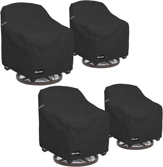 ANartcle Swivel Patio Chair Cover 4 Pack,600D Waterproof Heavy Duty Outdoor Chair Cover(33 W x 35 D x 36 H inches),Patio Furniture Covers,Outdoor Furniture Covers Waterproof,Black
