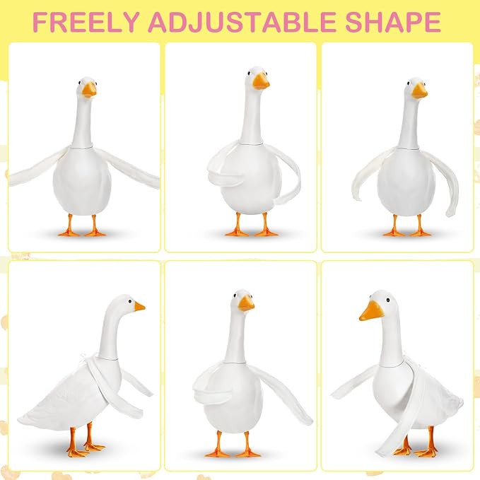 Abbylike 1 Pcs Poseable Goose Wings for 23”- 28" Porch Lawn Goose Outfit Accessories Poseable White Wings for Outdoor Patio Yard Lawn Art Decoration (Flat Edge)