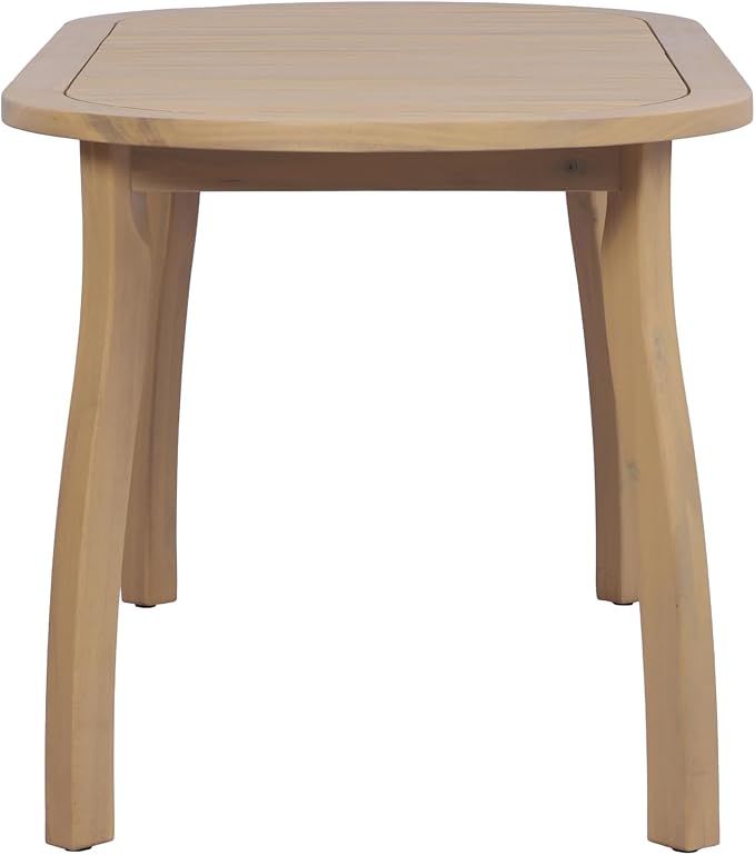 Christopher Knight Home Chuse Acacia Wood Dining Table Set for 6, Solid Wood Outdoor Dining Set for 6, 7 Piece Oval Patio Dining Table and Chair Set with Wicker Seat & Back, Light Gray + Light Teak