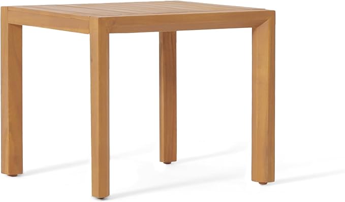 Christopher Knight Home Leah 2-Seater Acacia Wood Outdoor Patio Furniture Set, Outdoor Conversation Chat Set with Cushion, Adirondack Chairs Set of 2 + Side Table Set for Backyard Balcony, Teak+Beige