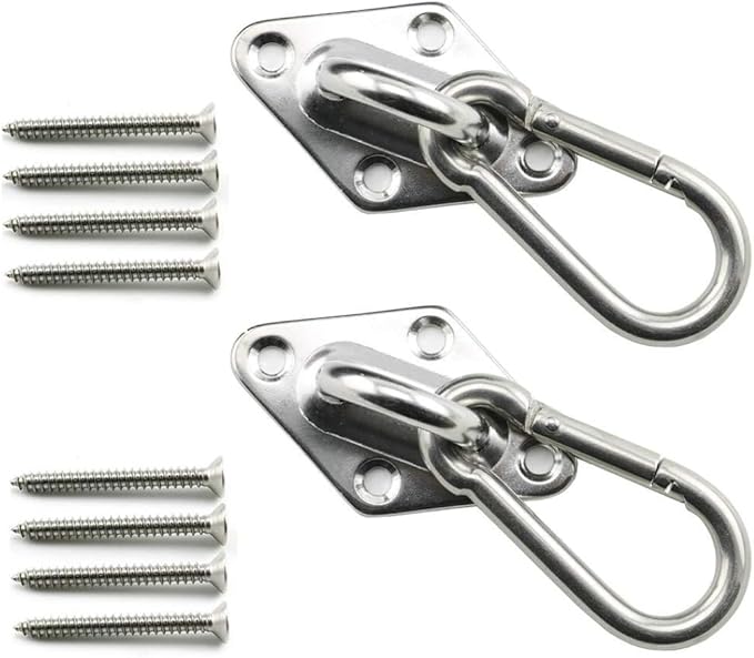 304 Stainless Steel Hammock Hanging kit,1100lb Capacity Heavy Duty Ceiling Hooks Snap Hook, Hammocks Stand for Indoor Outdoor Swing Chair