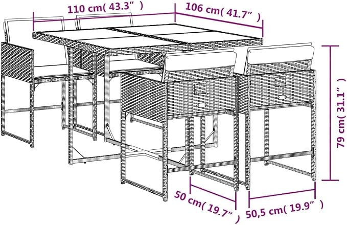 5 pcs Set Patio Dining Set & Garden Dining Set Beige Poly Rattan Outdoor Dining Set Balcony Furniture for Backyard Patio Garden 43.3 x 41.7 x 28.7 in