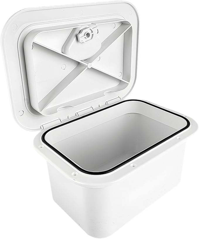 Marine Deck Storage Box Organizer Lockable Boat Accessory for Yacht White Embedded Boat Hatch Cover Fishing Tackle Box