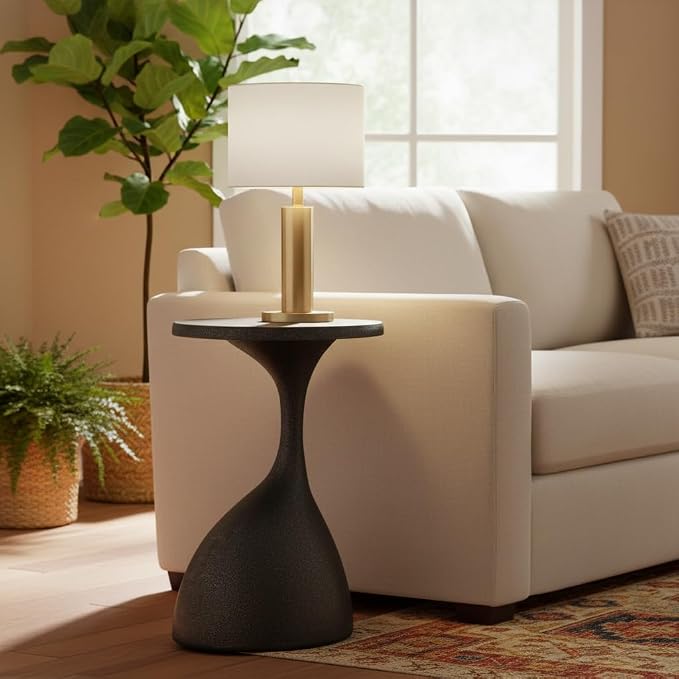 Christopher Knight Home Caldera 16" Lightweight Concrete End Table, Indoor Outdoor Accent Table, Side Table with Oval Top and Wide Base, Small Side Table for Patio, Balcony or Living Room, Copper