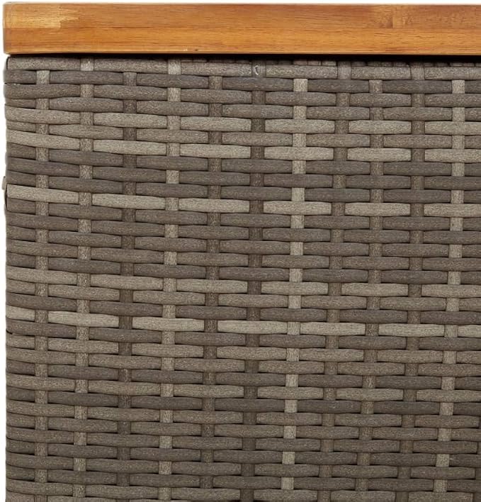 Patio Storage Box, Deck Box Organization and Storage, Deck Storage Container Box for Patio Furniture,Outdoor Cushions, Pool Supplies, Gray 31.5"x15.7"x18.9" Poly Rattan Acacia Wood