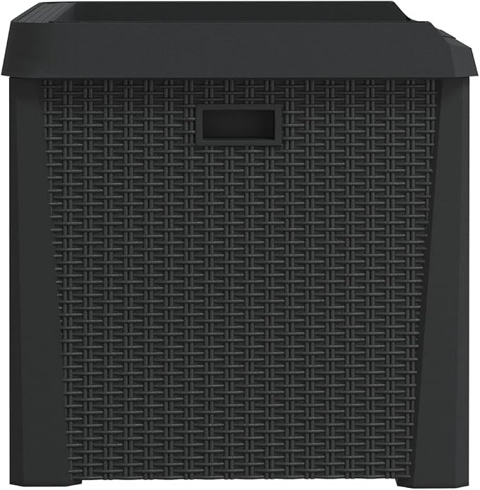 Hydraulic Lift Garden Storage Box with Rattan Finish for Outdoor Organization, Multi Purpose Patio Storage Container Solution for Cushions and Tools