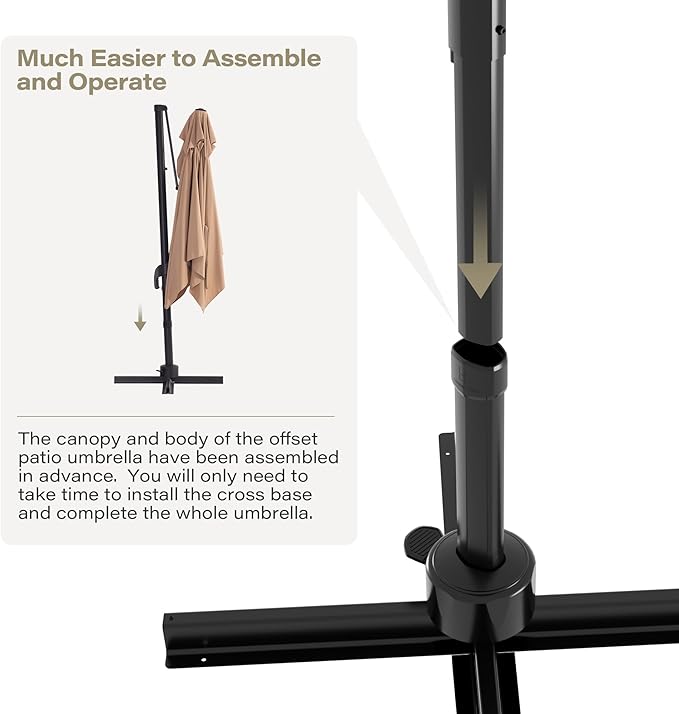 LAUSAINT HOME 9ft Square Cantilever Patio Umbrella, Outdoor Offset Hanging Umbrella with 360° Rotation & Aluminum Pole for Backyard, Pool, Lawn, Deck, Khaki