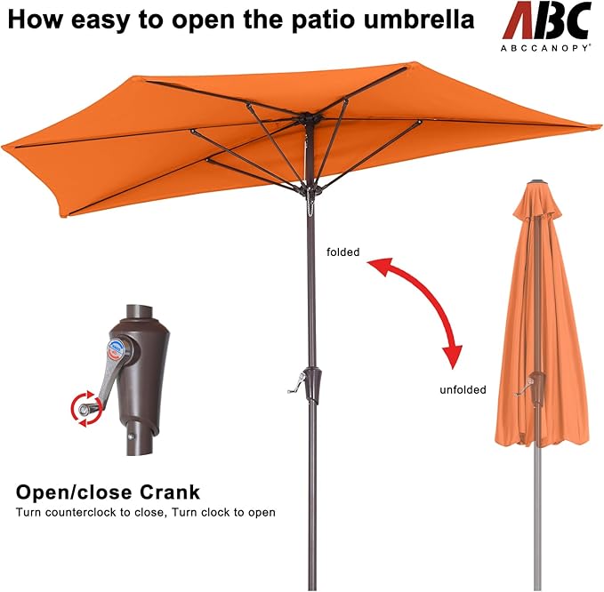 ABCCANOPY Patio Umbrella 11FT - Outdoor Half Umbrellas for Patio, Backyard, Garden, Deck (Orange)