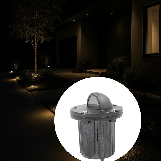 Ironsmith Lighting Products Half Moon Style Solid Brass Cover Kit for In Ground Well Light Bulbs Fixture - Stainless Steel Screws and Rubber Gasket Included - Light Fixture Body Not Included