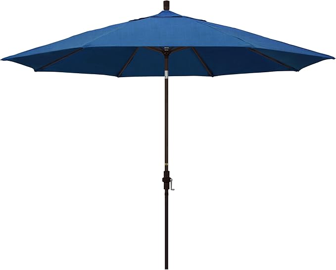California Umbrella 11Ft Premium Sunbrella Patio Umbrella, Hand-Crank, Tilt-Collar, Bronze Frame, Regatta Fabric