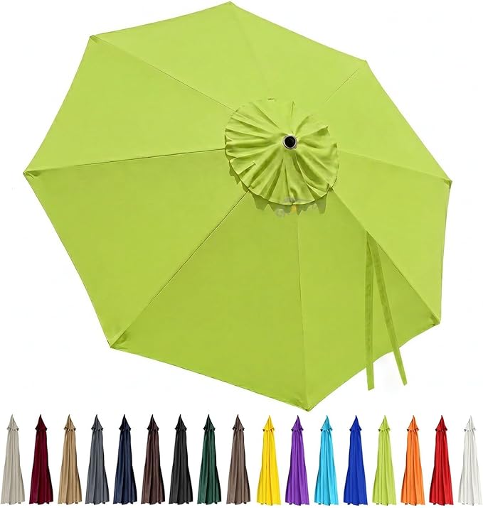 10ft Patio Umbrella Replacement Canopy 8 Ribs, Waterproof & Fade Resistant Market Umbrella Cover, Thickened Polyester Fabric for Backyard, Garden and Pool (Canopy Only) (Grass Green)