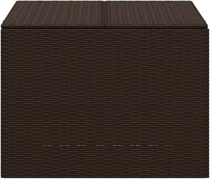 Garden Storage Box 291L, Outdoor Deck Box with Water-Resistant Bag, Durable Poly Rattan Patio Organizer for Cushions, Blankets, and Pillows, Brown
