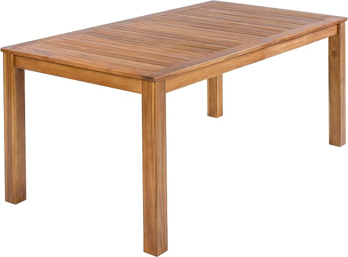Merax 5 Piece Patio Dining Set, Outdoor Acacia Wood 67 Inch Dinning Table with Sturdy Legs and 4 Rattan Arm Chairs w/Cousions & Pillows for Backyard,Balcony, Garden, Poolside, Natural