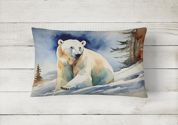 Caroline's Treasures DAC2974PW1216 Polar Bear Throw Pillow Machine Washable, Indoor Outdoor Decorative Pillow for Couch, Bed or Patio, 12HX16W