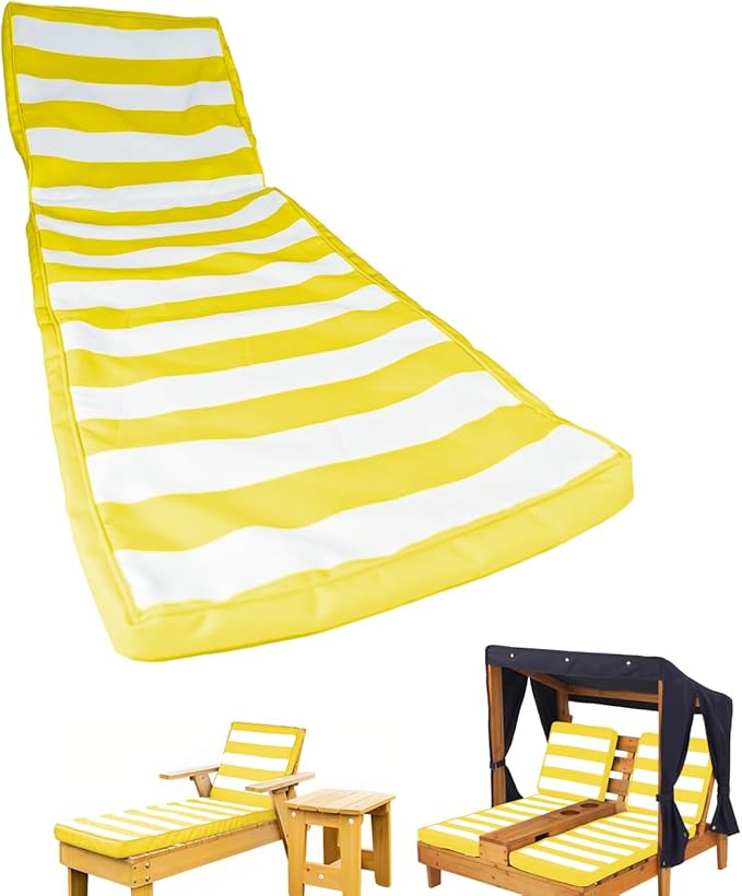 Patio Chaise Lounge mini Chair Replacement Cushion Cover,for Outdoor Kids pet Furniture Wooden Chair, Waterproof Fade Resistant Fabrics (Yellow, Only 1 Cover)