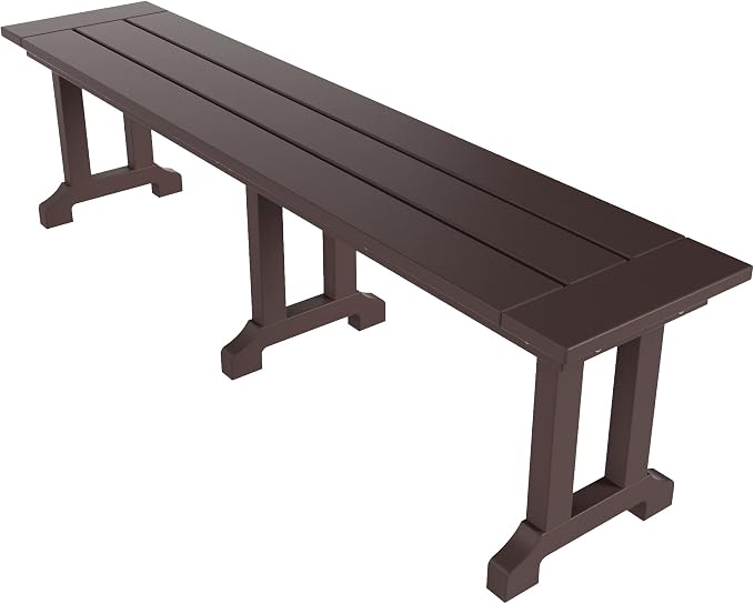 WO Home Furniture Adirondack Patio Dining Chair Table Bench Set of 6 PCS Rectangle Dinner Table Dining Arm-Chairs (Dark Brown)