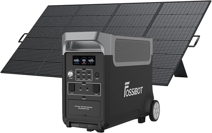 FOSSiBOT F3600 Portable Power Station with 420W Solar Panel, 3840Wh LiFePO4 Solar Generator, 3600W AC Output, Fast Charging Home Backup Battery for Power Outages, RV, Camping & Emergency Use