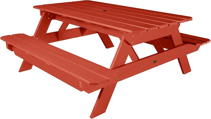 Highwood Professional Commercial Grade National Picnic Table, Rustic Red