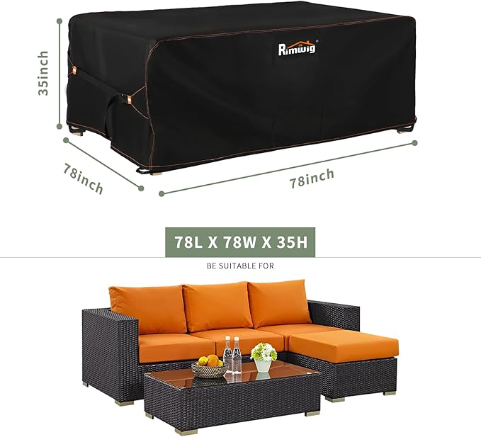 Patio Furniture set Covers Waterproof, Square Outdoor Table Coffee Cover for winter , Heavy Duty patio table covers for outdoor furniture clearance 78inch W X 78inch L X 35 inch