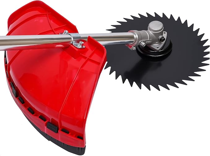 49CC Hand Push Type Grass Cutter, 1.8 KW 7000RPM 2 Stroke Lawn Mower with Weeding Blade & Loosening Blades Gas Powered Hand Push Lawn Mower for Home Garden Yard
