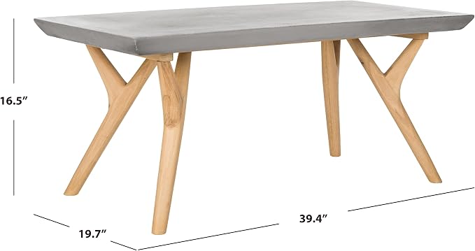 SAFAVIEH Outdoor Collection Pacey Dark Grey Indoor/Outdoor Modern Concrete 16.54" Coffee Table