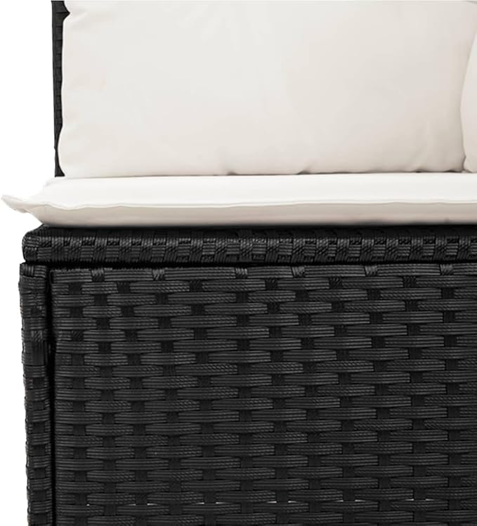 6-Piece Patio Furniture Set, 39.4" L Outdoor Sectional Sofa with Cushions, Black Poly Rattan Patio Conversation Set for Garden, Balcony, Deck and Backyard Seating Up to 6