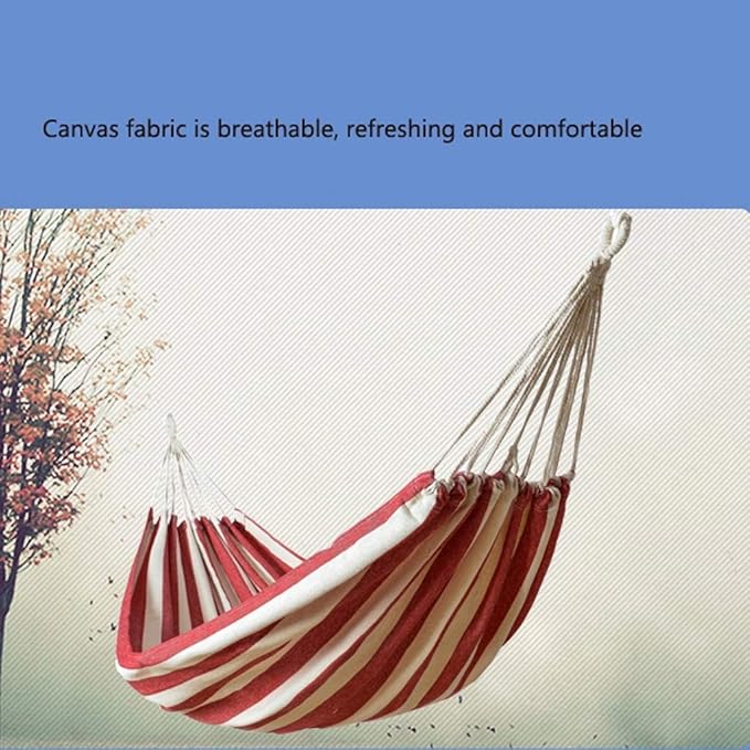 Camping Hammock Bed Portable Hammock Outdoor Hammocks Garden Home Travel Camping Swing Canvas Stripe Hang Bed Durable Hammock Swing Hamac Hammock Swing (Color : Red, Size : 200x100cm)