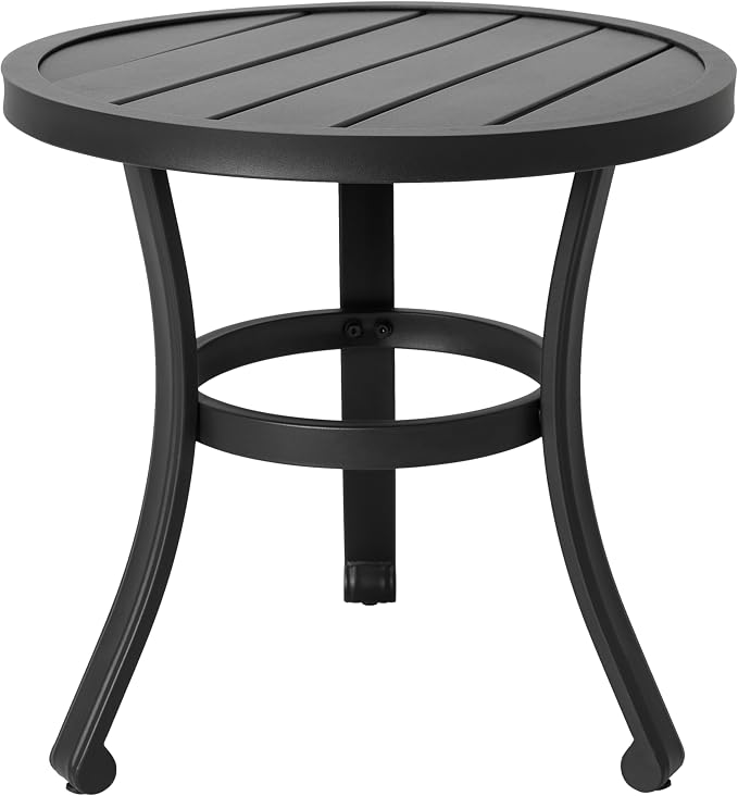 NUU GARDEN 20 Inch Outdoor Metal Side Table, Weather Resistant Patio End Table, Bistro Side Table for Pool Deck Balcony Porch Garden Yard, Black