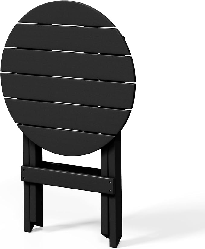 WestinTrends Malibu HDPE Outdoor 24.5 Inch Round Portable Folding Patio Dining Table, Black