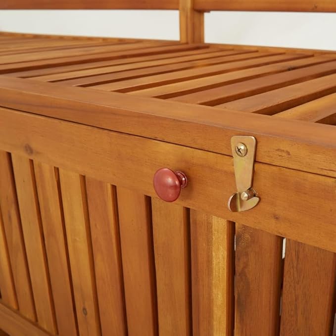 Patio Storage Bench, Outdoor Wooden Deck Box, Solid Wood Patio Furniture for Outdoor Cushions, Pool Storage and Garden Tools, 58.3"x24.4"x33.1", -333