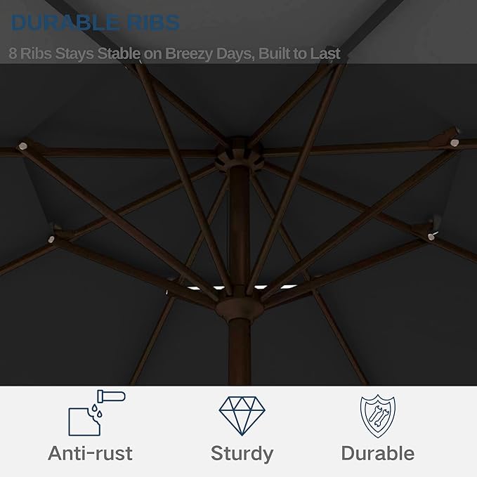 9ft 2-Tiers Patio Umbrella,Outdoor Market Table Umbrella with Push-Button Tilt & Crank | UV Protection,Suit for Backyard,Garden,Pool,Deck(Black)