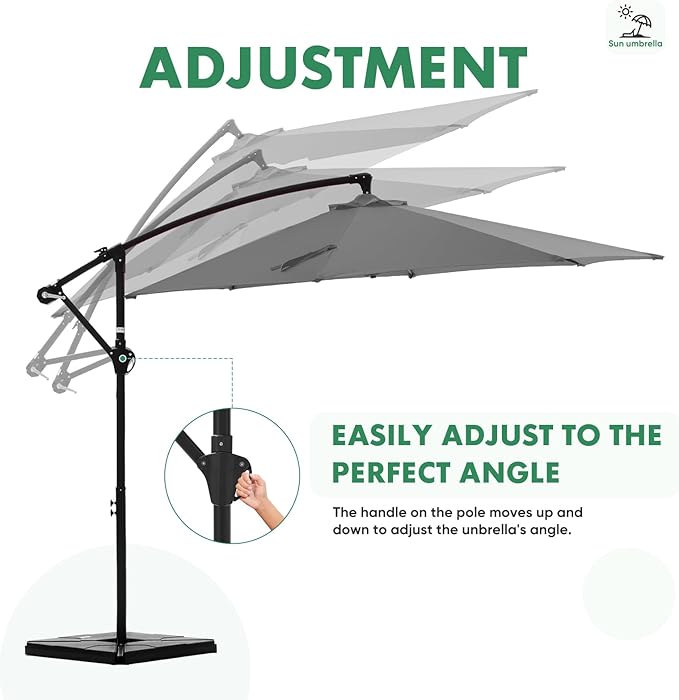 NEWBULIG 10FT Patio Umbrella, Offset Cantilever Outdoor Patio Table Umbrella, UV Protection, Fade Resistant Fabric, Easy Tilt Adjustment for Deck, Pool, Backyard, Garden