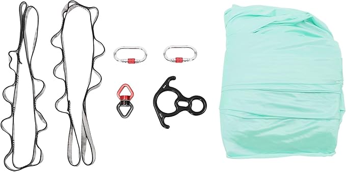 3.5 Yards Aerial Silk Swing Indoor, 16.4 * 8.53ft Aerial Yoga Wall Hammock for Adults, Aerial Silk Starter Kit Ceiling with 360° Swivel Connector & Fixing Discs, Inversion Exercises Holds 440lbs