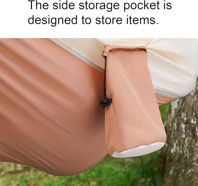 Portable Polyester Hammock Outdoor Travel Camping Multifunctional Strong Stable Wide Portable Tree Hanging Hammock Comfortable(Khaki)