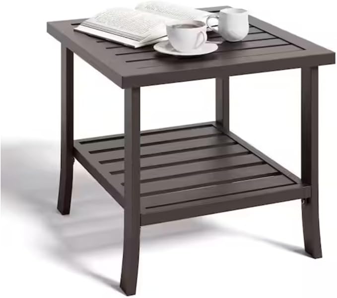 Hassyee 2 Pieces All-Weather Metal Outdoor Conversation Set with Coffee Table and Removable Cushions for Balcony, Patio Furniture Set with Modern Curved Design for Backyard, Lawn (Coffee Table)