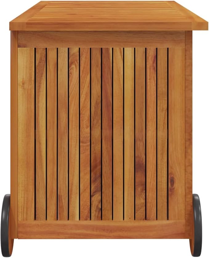Patio Storage Box with Wheels Outdoor Storage Bench Outdoor Storage Cabinet Deck Storage Box 35.4"x19.7"x22.8" Solid Wood Acacia