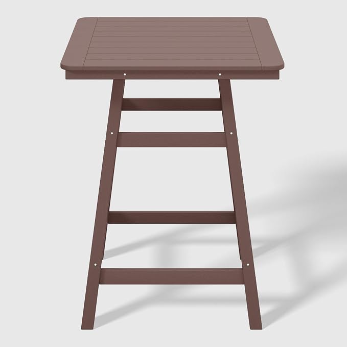 WestinTrends Malibu Square Outdoor Patio Counter High Bistro Bar Table with Umbrella Hole 37" Tall, Dark Brown