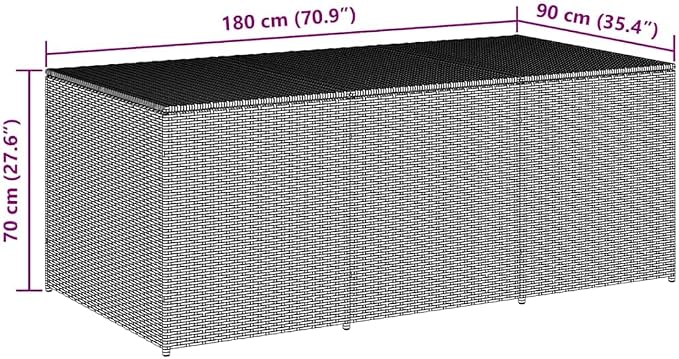 Brown Poly Rattan Patio Storage Box with PE Liner, 70.9"x35.4"x27.6" Outdoor Chest for Cushions and Garden Supplies