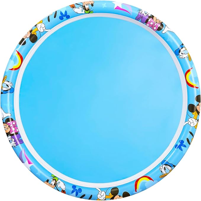 Mickey and Friends Inflatable Pool - Bundle with Disney Inflatable Kiddie Pool for Boys, Girls, Kids Plus Stickers, More | Mickey and Friends Kiddie Pool Set (48" L x 48" W x 10" H)