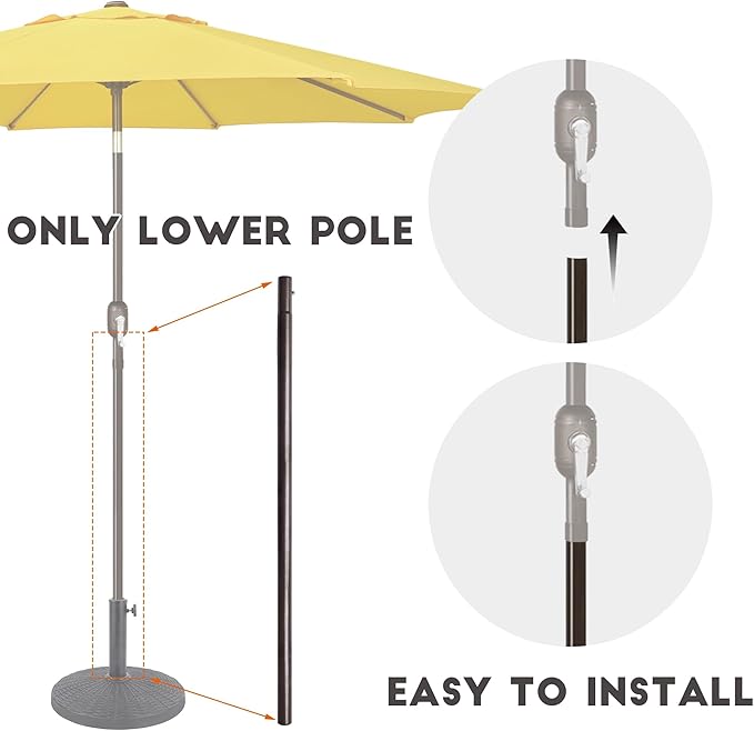 Blissun Umbrella Replacement Lower Pole, Patio Umbrella Bottom Pole with Bullet Buckle, Only Compatible Umbrellas