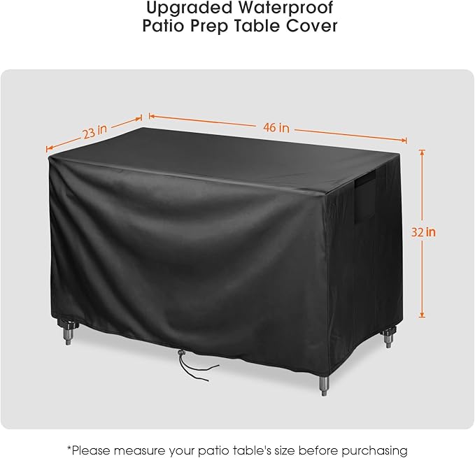 Outdoor Prep Table Cover,46 inch Waterproof Outdoor Grill Cart Cover Pizza Oven Table Cover,Patio Rectangle Furniture Cover - 46 x 23 x 32 Inch