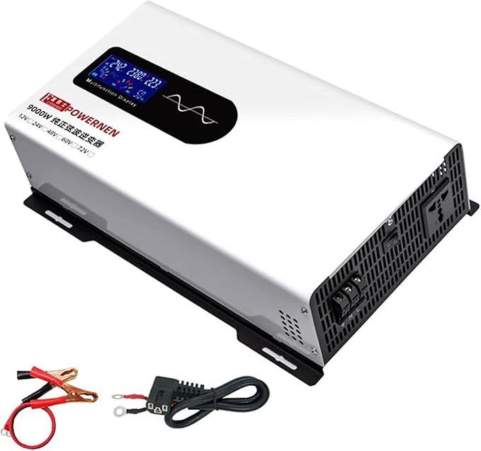 Power Inverter Pure Sine Wave 7000W/8000W/9000W/10000W/12000W/15000W/20000W Peak DC12V/24V/48V/60V/72V to AC 110V/230V 240V Car Converter with Voltage Display & AC outlets(9000W,48Vto220V)