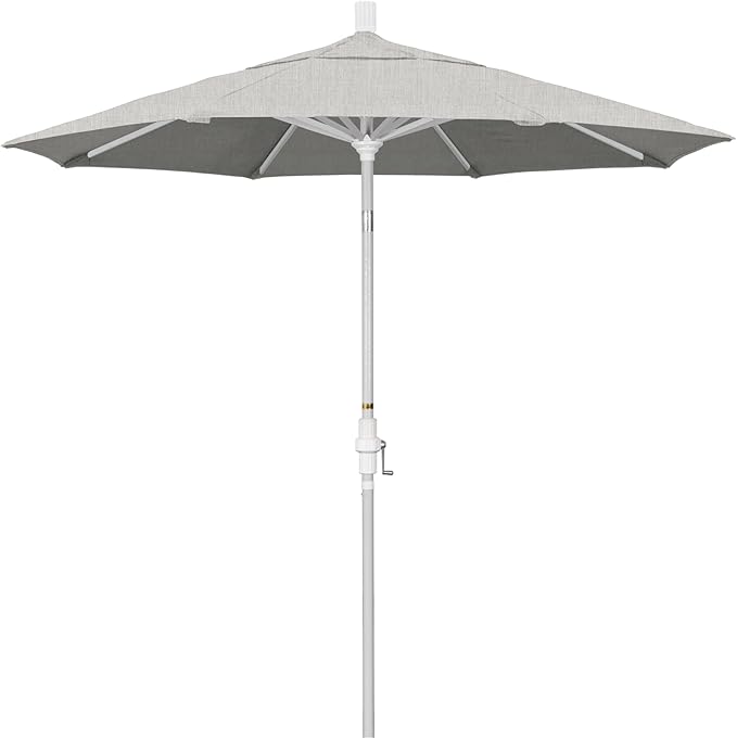 California Umbrella 7.5' Rd. Aluminum Patio Umbrella, Crank Lift, Collar Tilt, White