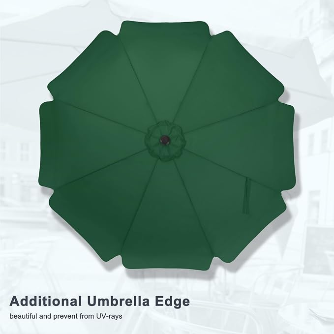 MASTERCANOPY 10ft Patio Umbrella with Valance, Crank and Tilt – 8 Ribs Outdoor Market Umbrella, UV/Fade Resistant, Waterproof Canopy with Wind Vent for Garden, Deck, Backyard, Pool (Forest Green)