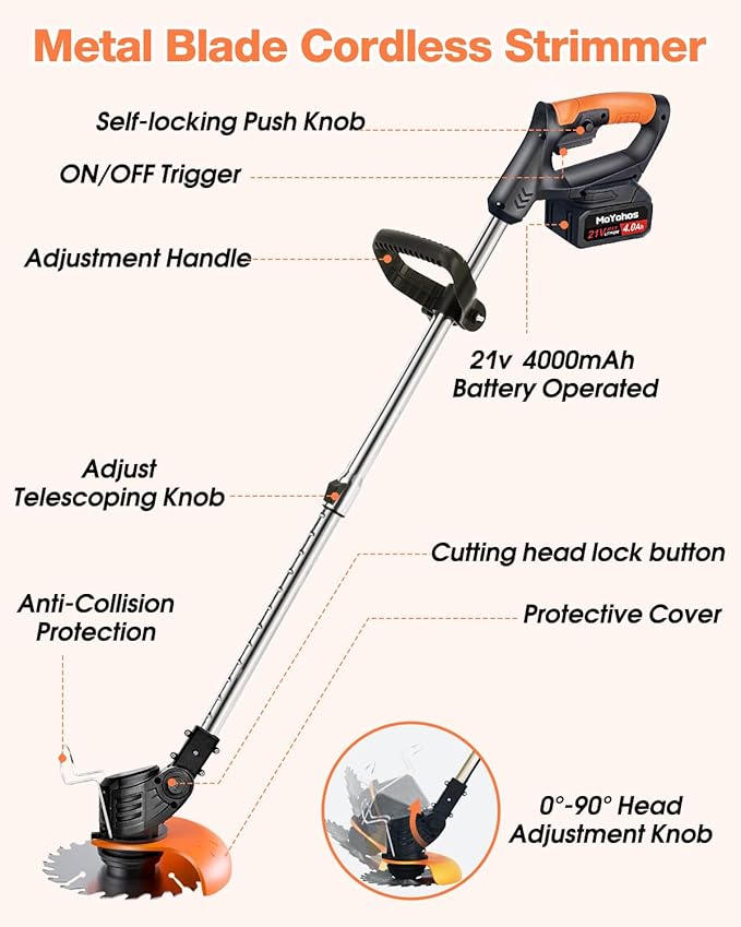 Electric Weed Wacker Cordless, 21V Weed Cordless Eater Battery Powered