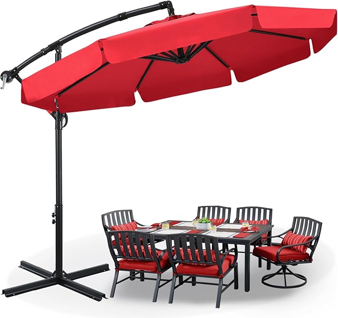 ABCCANOPY Premium Cantilever Patio Umbrellas 9FT (Red)