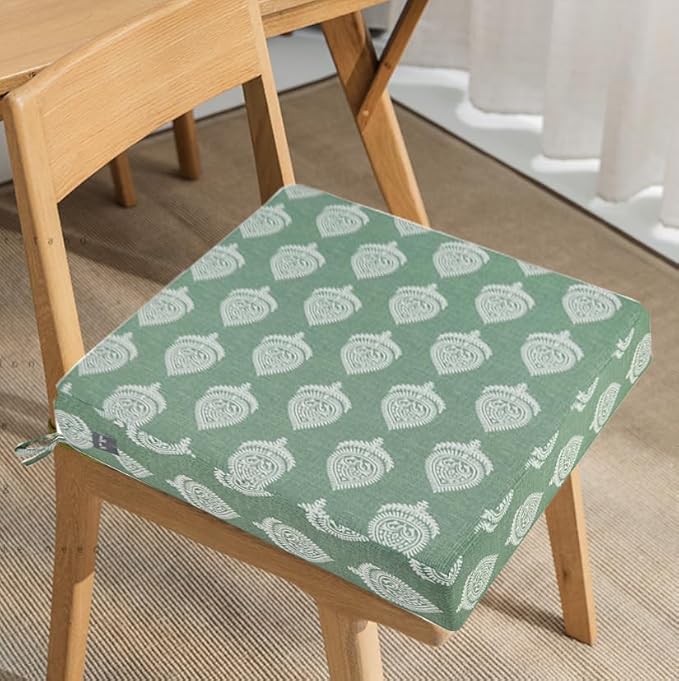 FUNHOME Outdoor Patio Cushion Covers 24 x 22 x 4 Inch, No Insert! 2 Pack Water Repellent Outdoor Chair Cushion Covers with Zipper and Tie, Patio Cushion Slipcovers Replacement Cover Only(Fair Green)