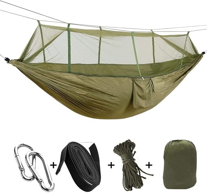 Camping Hammock Bed 1-2 Person Portable Outdoor Camping Hammock Parachute Fabric Hanging Bed Hunting Sleeping Swing Hamac Hammock Swing (Color : Pink)